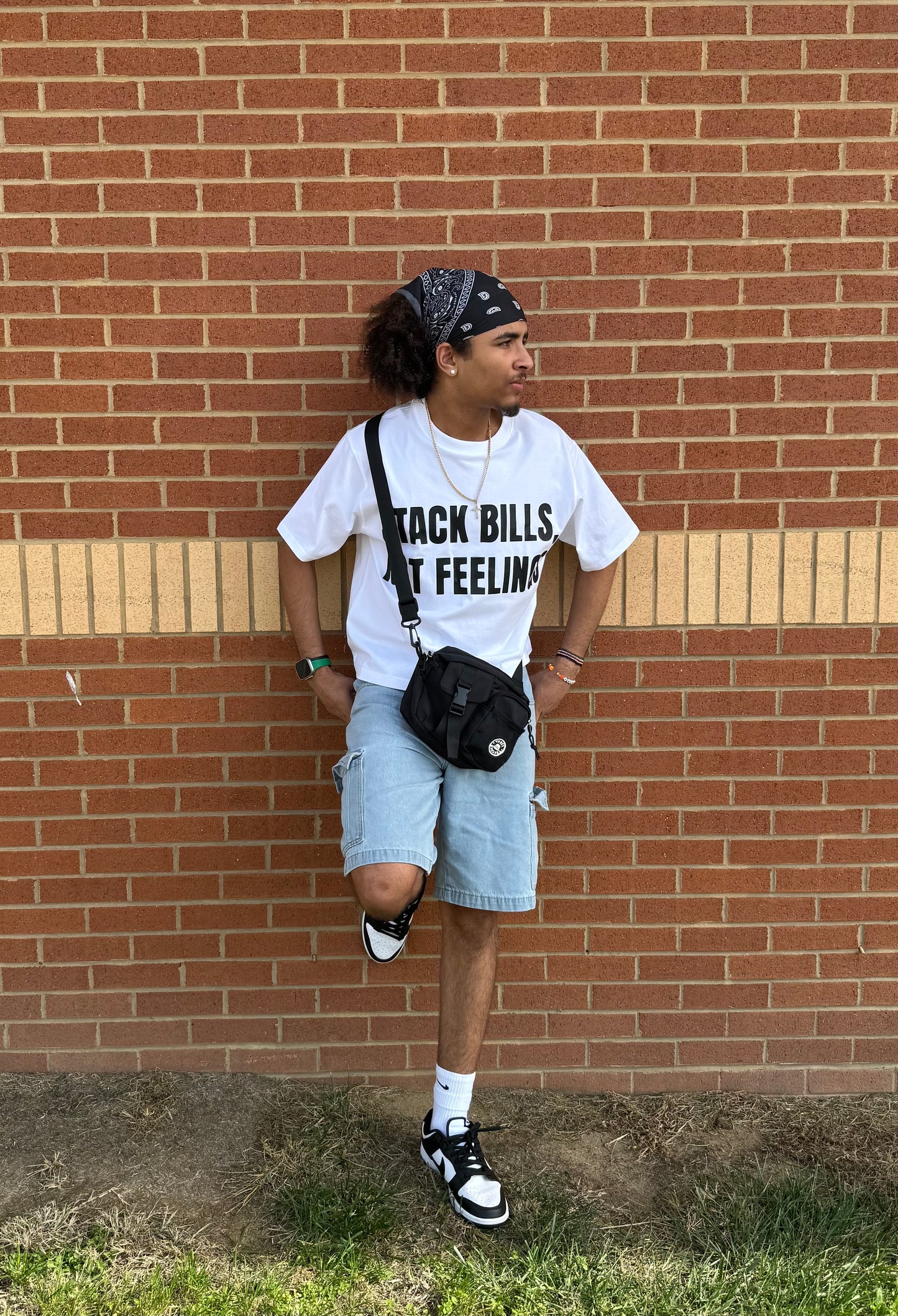 “Stack Bills, Not Feelings” Cropped White Boxy Tee