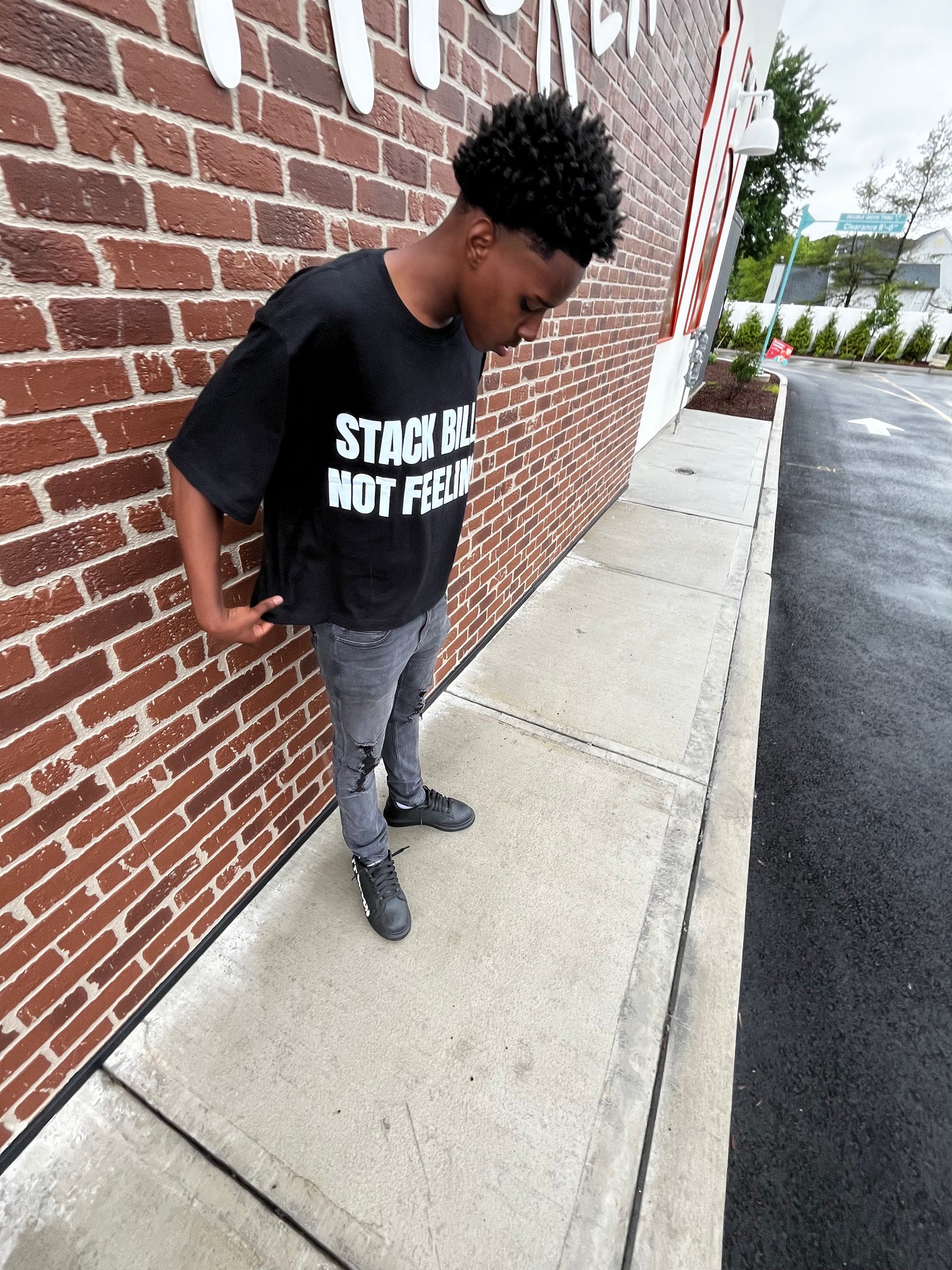 “Stack Bills, Not Feelings” Cropped Black Boxy Tee