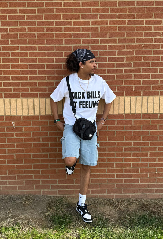 “Stack Bills, Not Feelings” Cropped White Boxy Tee
